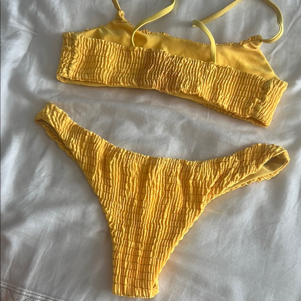 Yellow Textured Bikini Set - Picture 4 of 5